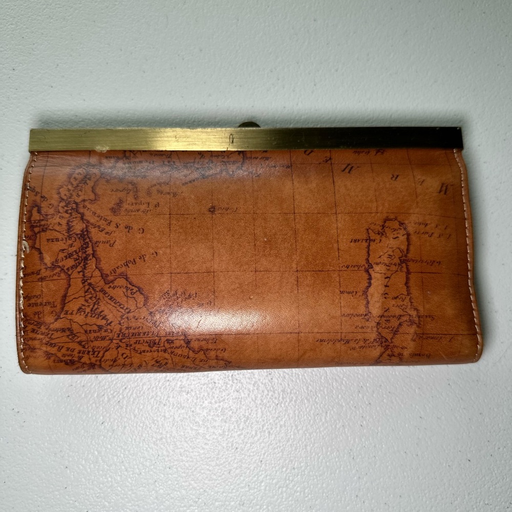 Patricia Nash Brown Map Print Clutch